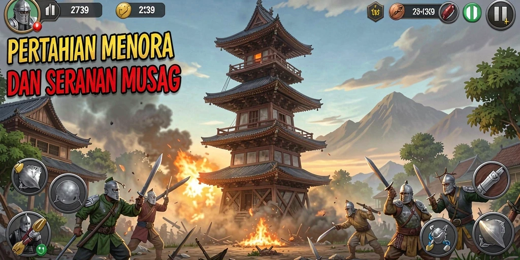 Tangkapan layar gameplay <strong>2739</strong> menampilkan pertahanan menara yang epik.