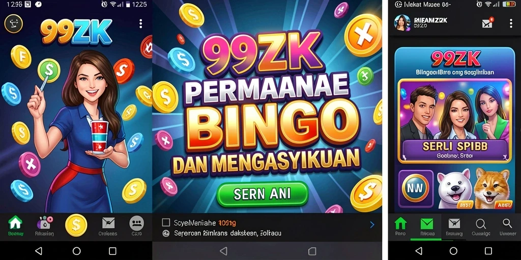 Tampilan gameplay seru dalam 99ZK yang menampilkan papan Bingo yang penuh warna.