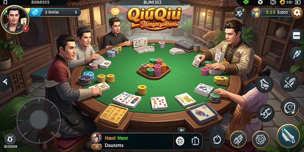 Screenshot gameplay BUMI303 yang menampilkan serunya bermain QiuQiu.
