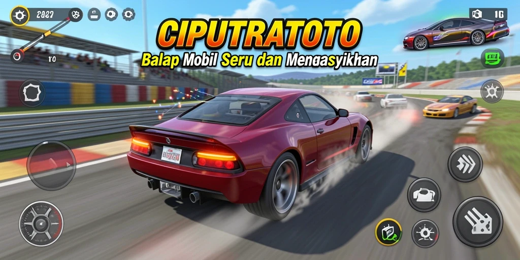 Screenshot gameplay CIPUTRATOTO menampilkan aksi balap yang mendebarkan.