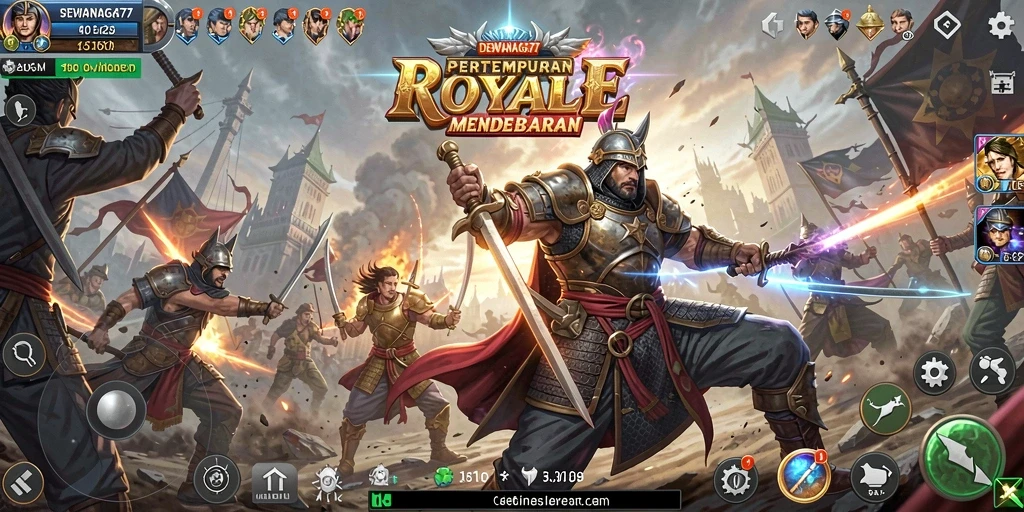 Screenshot gameplay DEWANAGA77 dengan aksi pertempuran yang mendebarkan.