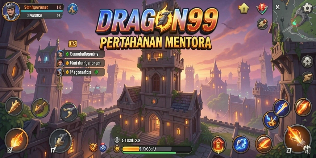 Tampilan gameplay menara pertahanan yang mendebarkan di DRAGON99.