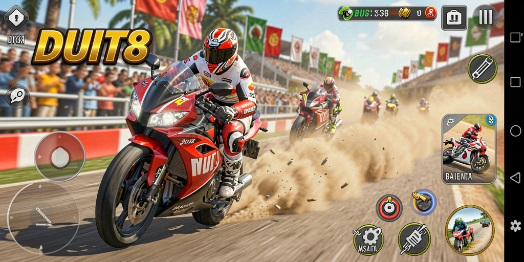 Tampilan seru dari balapan motor di DUIT8.