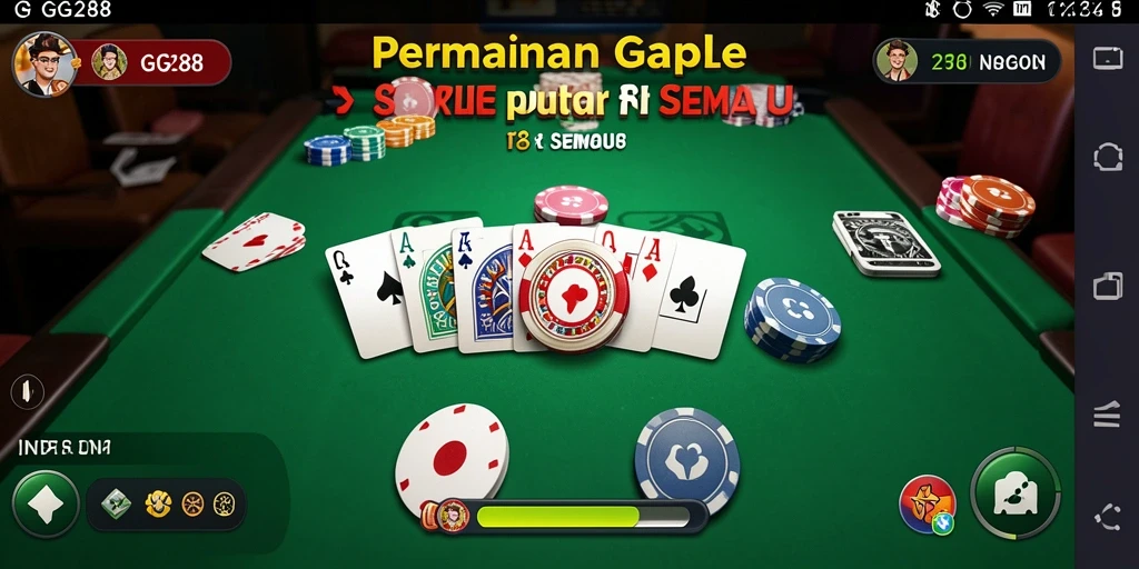 Tampilan gameplay GG288 yang seru dan interaktif dalam permainan Gaple.