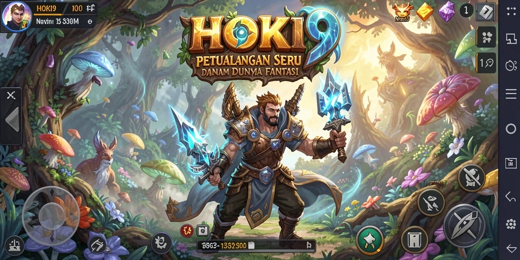 Tangkapan layar menunjukkan karakter utama sedang menjelajahi hutan belantara yang indah.
