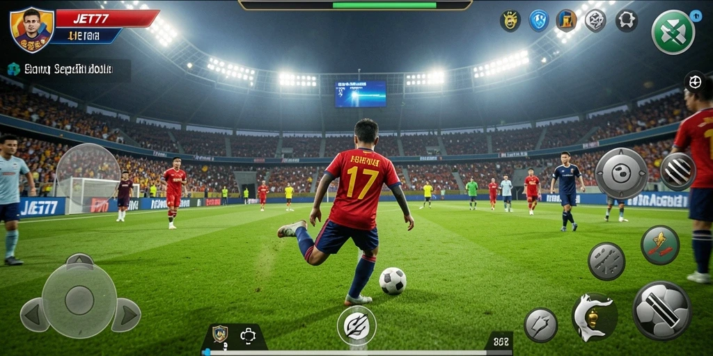 Gameplay JET77 yang mengasyikkan dalam pertandingan sepak bola.