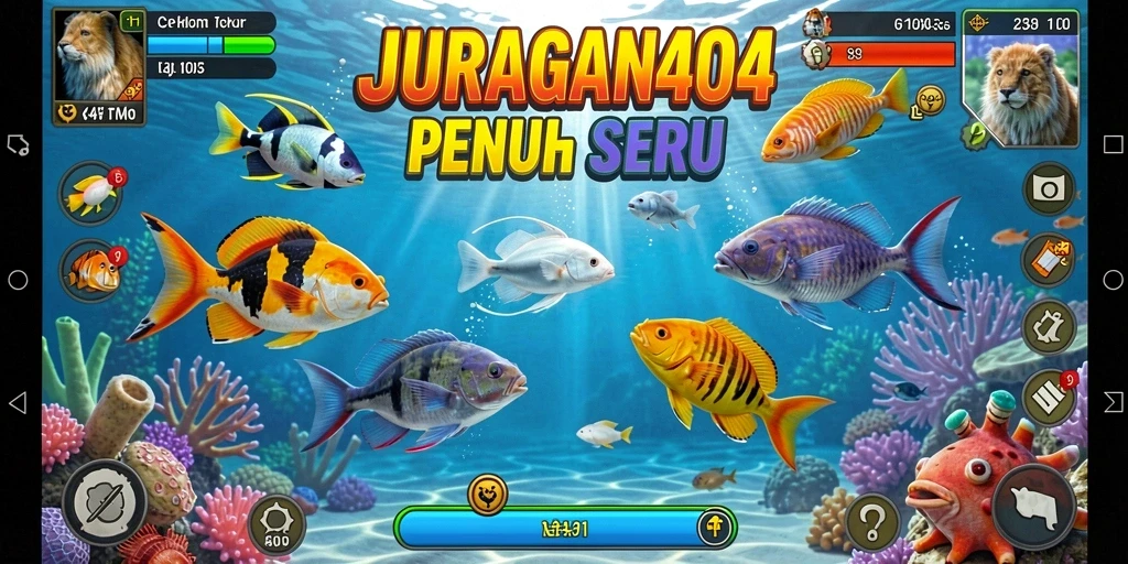 Tampilan gameplay menembak ikan yang seru di JURAGAN404.