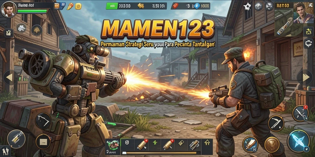 Tampilan gameplay MAMEN123 dengan aksi strategi yang mendebarkan.