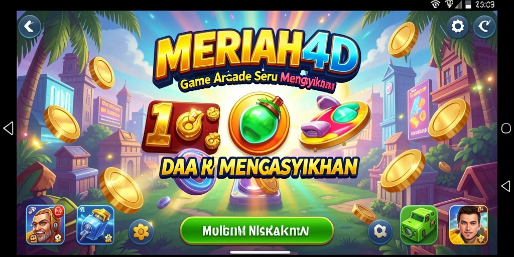 Tampilan gameplay <strong>MERIAH4D</strong> yang penuh warna dan seru.