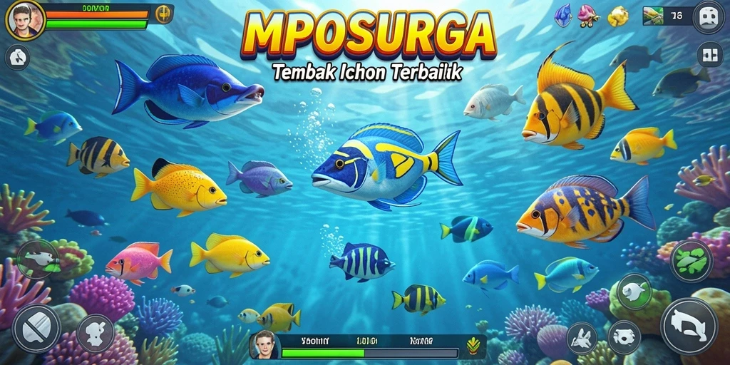 Screenshot MPOSURGA menampilkan aksi tembak ikan yang intens.