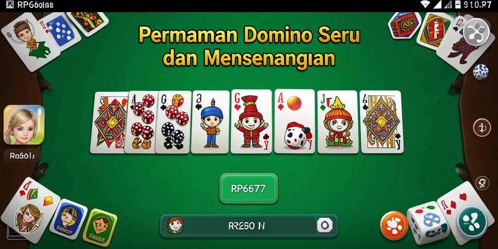 Screenshot gameplay utama RP6677 menunjukkan serunya bermain Domino secara langsung.