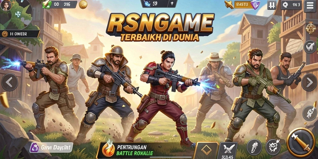 Tampilan aksi menegangkan dalam permainan Battle Royale RSNGAME.