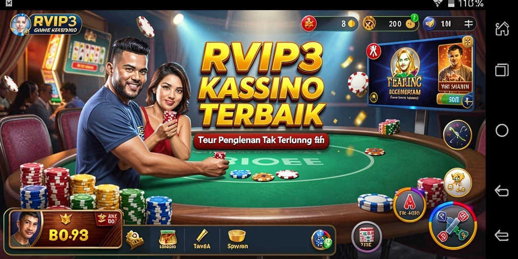 Screenshot utama gameplay Kasino RVIP3 yang menampilkan suasana mendebarkan.