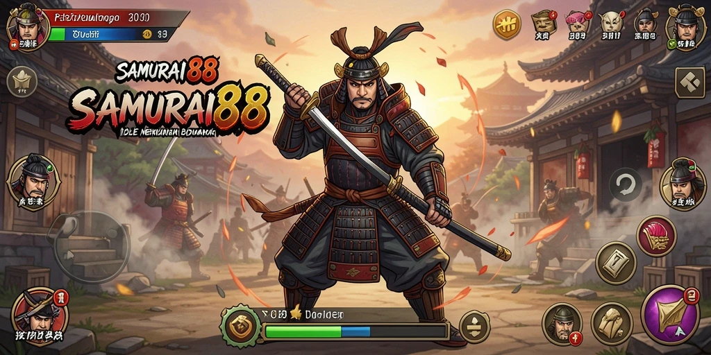 Screenshot SAMURAI88 menunjukkan aksi seru karakter samurai dalam gameplay Idle.