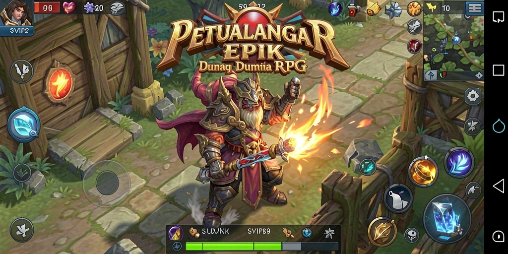 Tampilan dramatis gameplay dalam petualangan RPG yang mendebarkan.