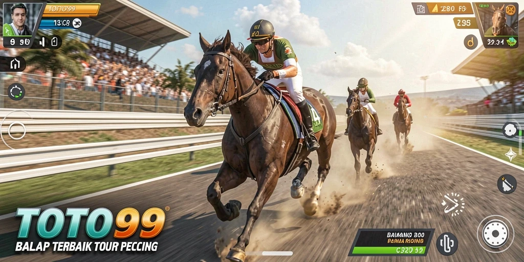 Screenshot gameplay TOTO99 yang menunjukkan mobil balap di trek menantang.