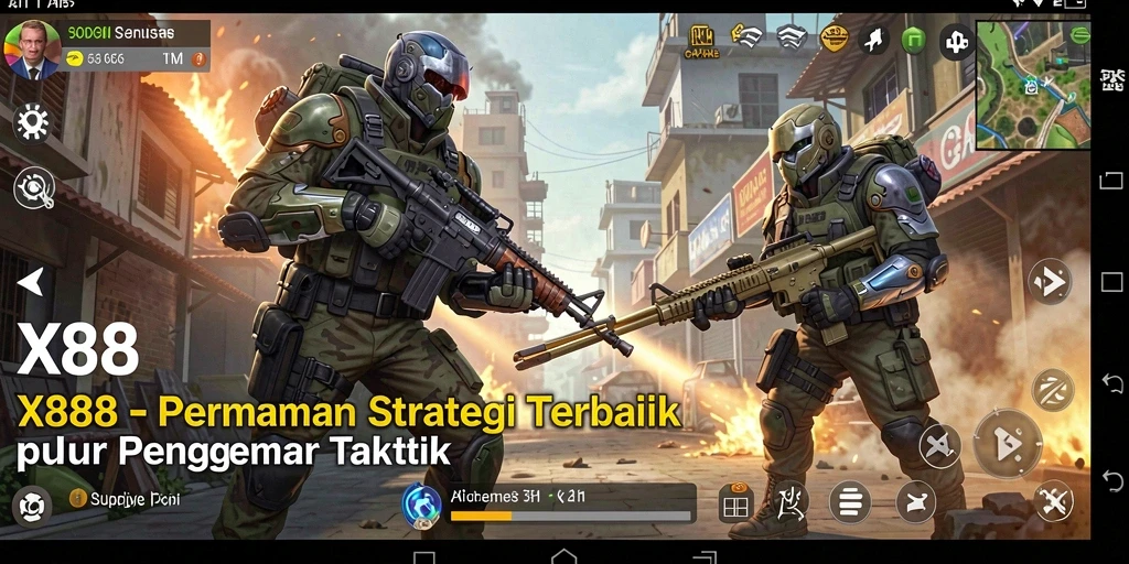 Screenshot X88 menunjukkan gameplay strategi yang intens dan mendebarkan.