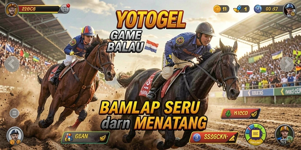 Gameplay YOTOGEL menampilkan balapan mendebarkan dengan mobil kencang.